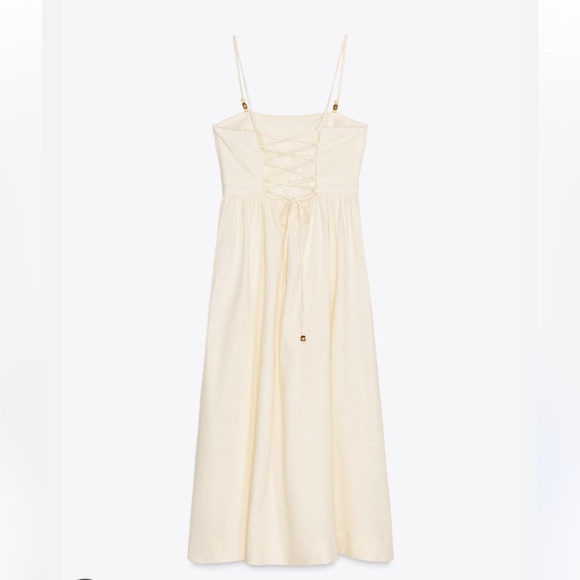 Zara NWT beaded strappy linen blend dress 8372/099 - Picture 6 of 8